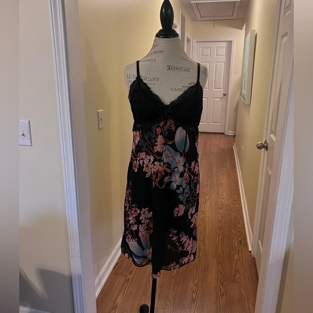 City chic Floral Lace Trim Nightgown